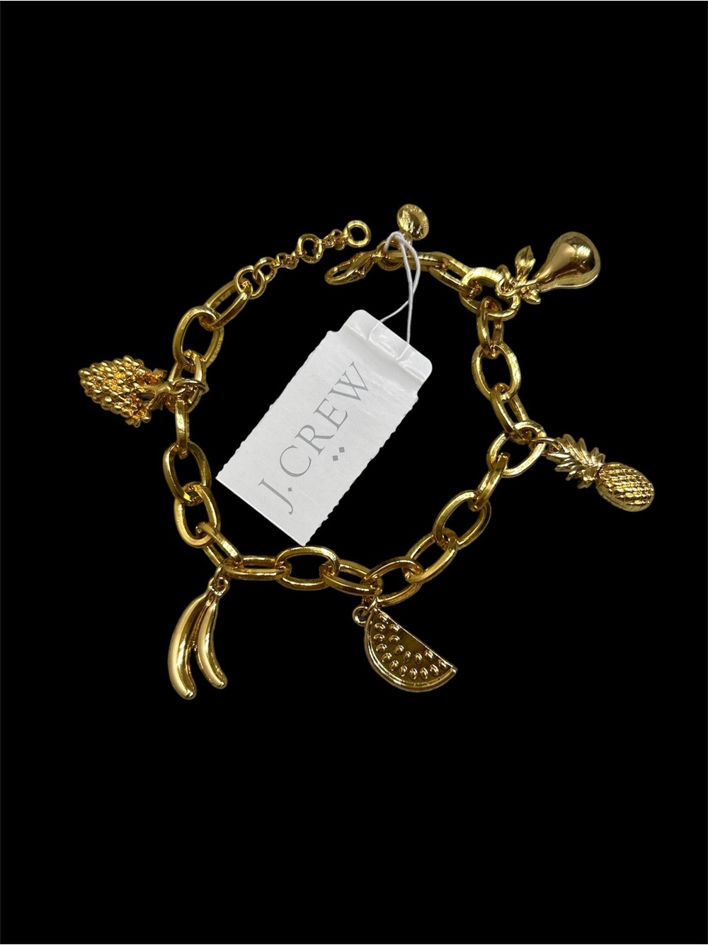 J. Crew Gold-Tone Fruit Charm Link Bracelet